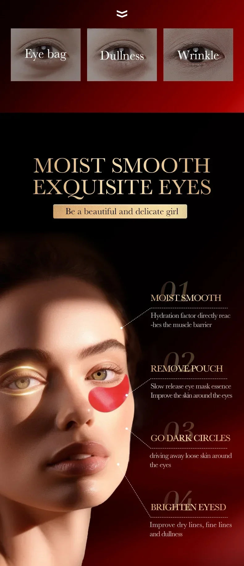 Sguardo Riposato Notte-Tempo (60 Patch Occhi) – Riduce Borse & Occhiaie Visibili, Idrata e Distende